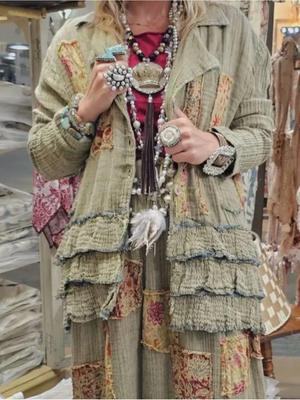 A RARE BIRD RUFFLE PATCHED JACKET - Picture 3 of 5